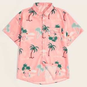 NWT Mens pink tropical coconut shirt super soft